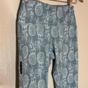 Love Fitness Pineapple Print Leggings - Green and White